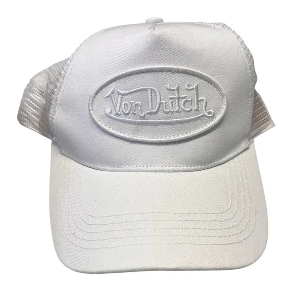 Von Dutch Black and White Logo Trucker Hats - Picture 5 of 7